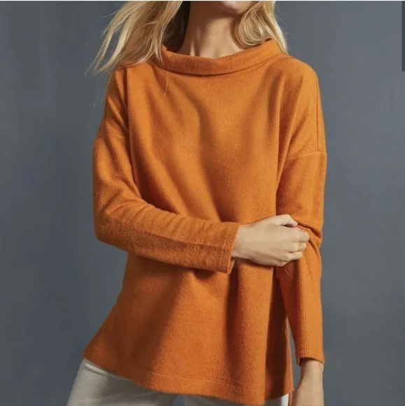 Anthropologie High-neck Tunic Sweater Beige Tan Size XS - Picture 1 of 5